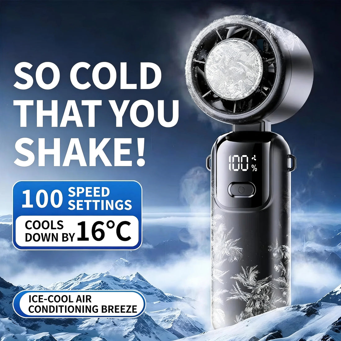 Rechargeable Handheld Fan with Digital Display