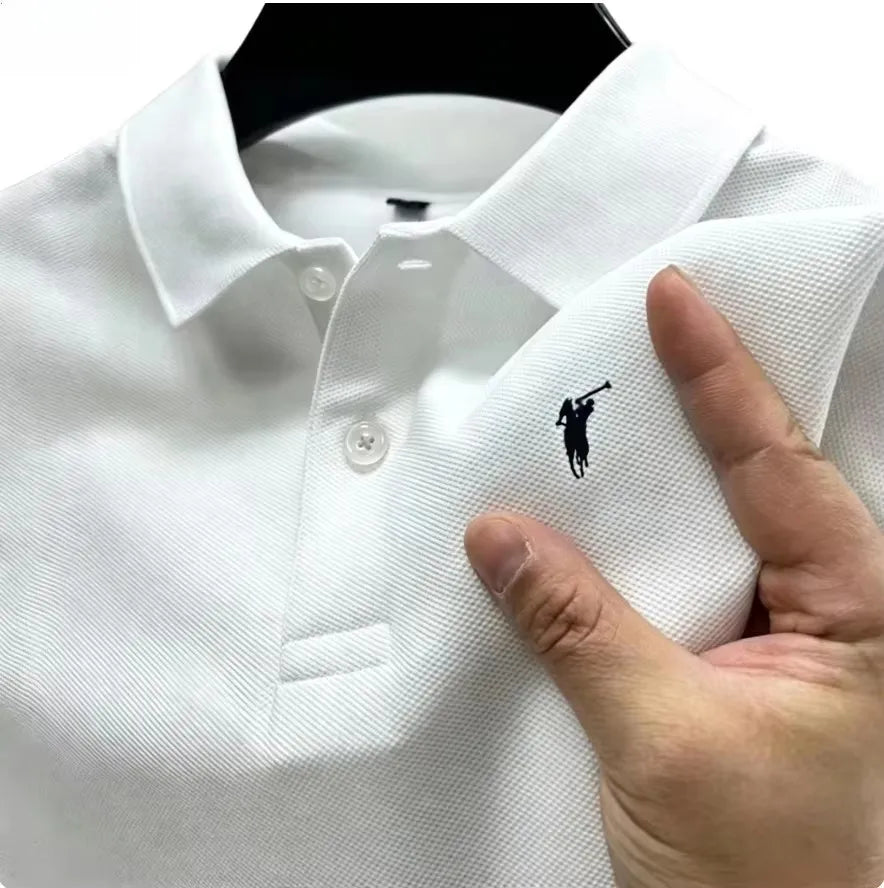 Men’s Short-Sleeve Button-Placket Polo Shirt
