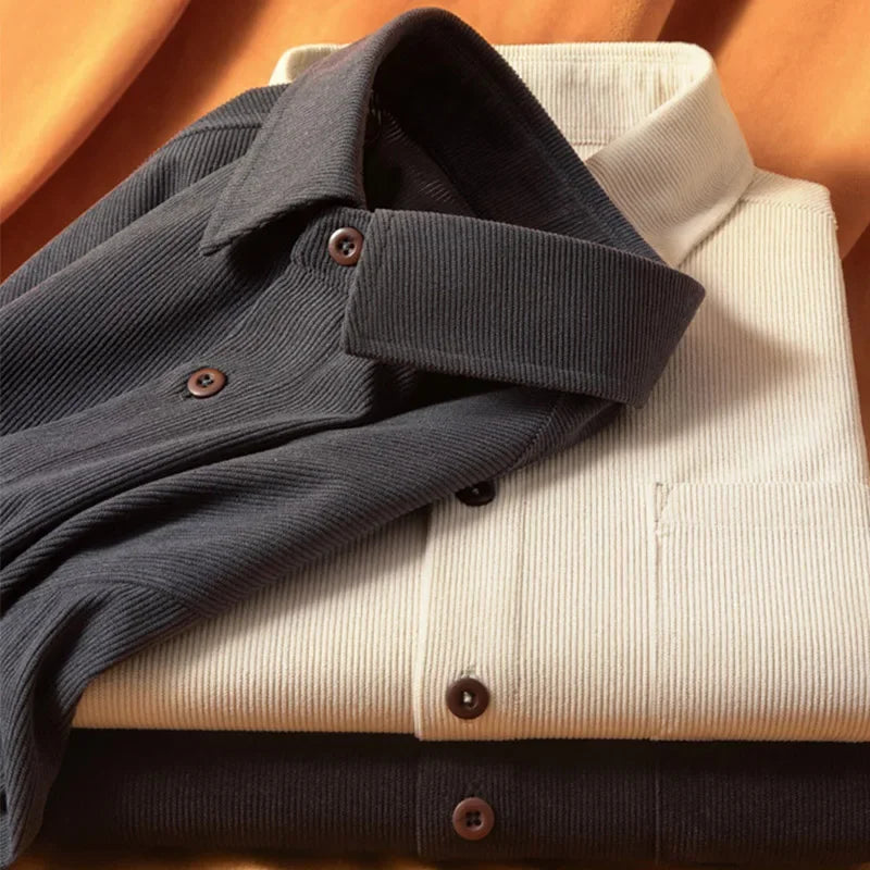 Men’s Corduroy-Texture Long-Sleeve Button-Front Shirt