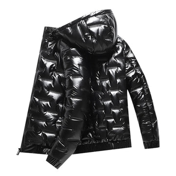 Men’s Glossy Puffer Jacket – Hooded & Stand-Collar Styles
