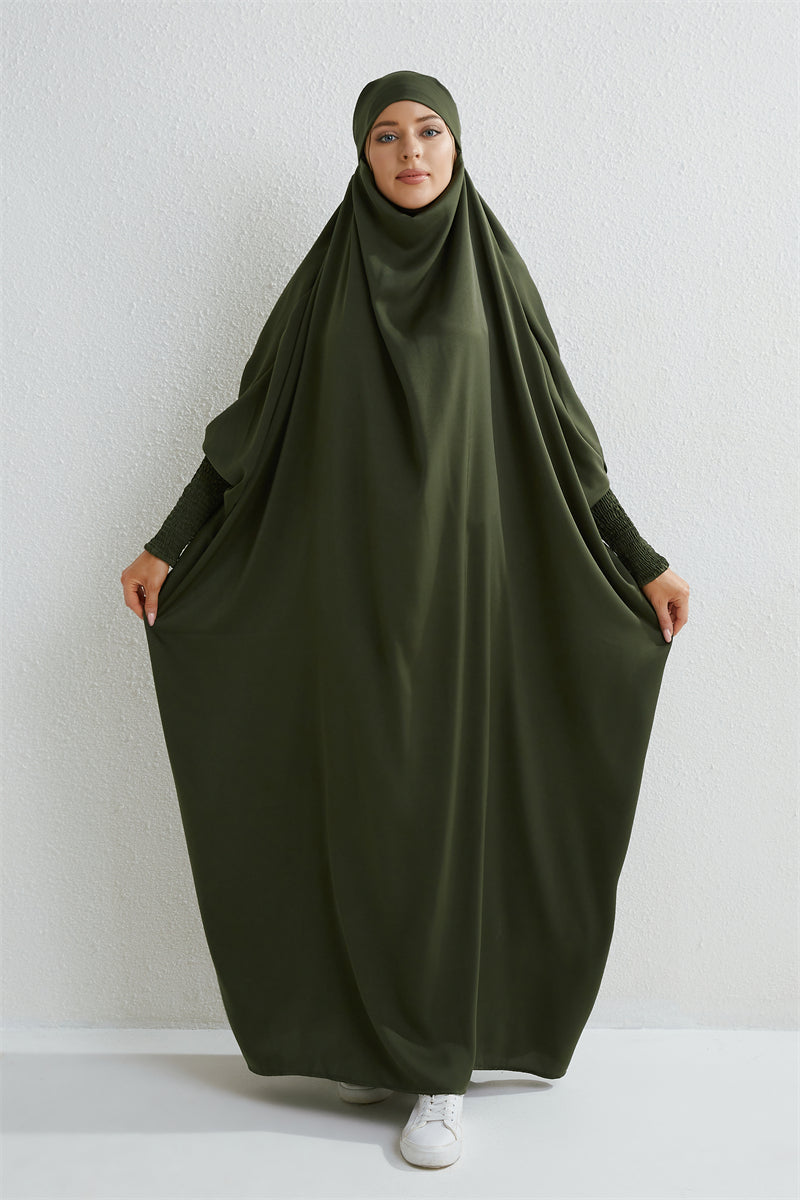 Women's Hooded Prayer Dress with Smocked Cuffs