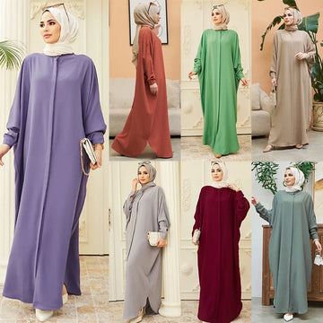 Relaxed Long-Sleeve Abaya, One Size