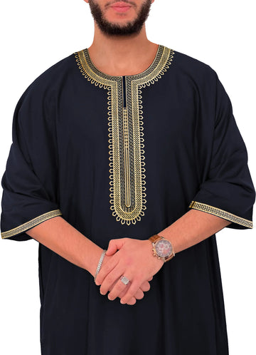 Men’s Tonal-Embroidered Kaftan