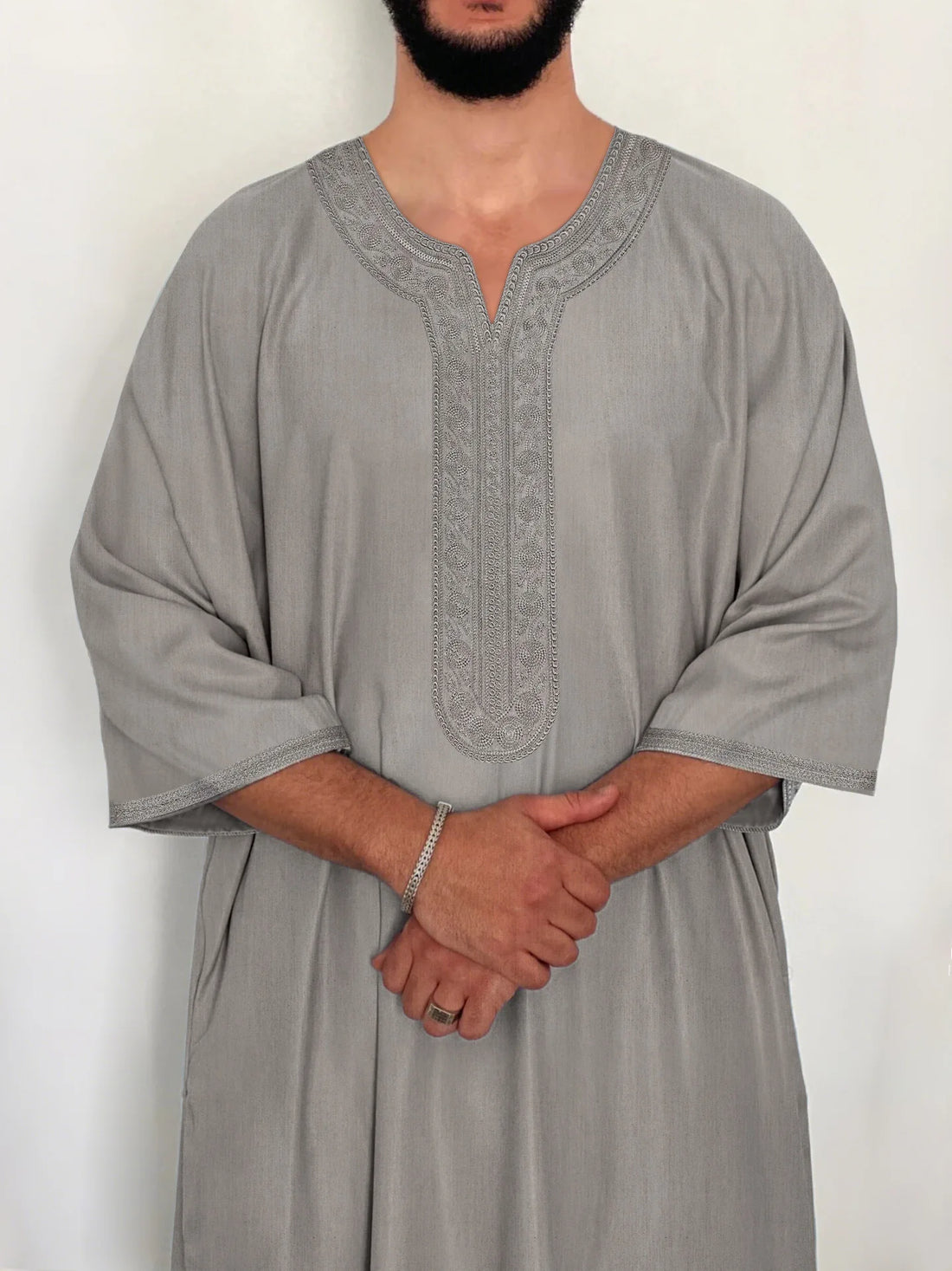 Men’s Tonal-Embroidered Kaftan