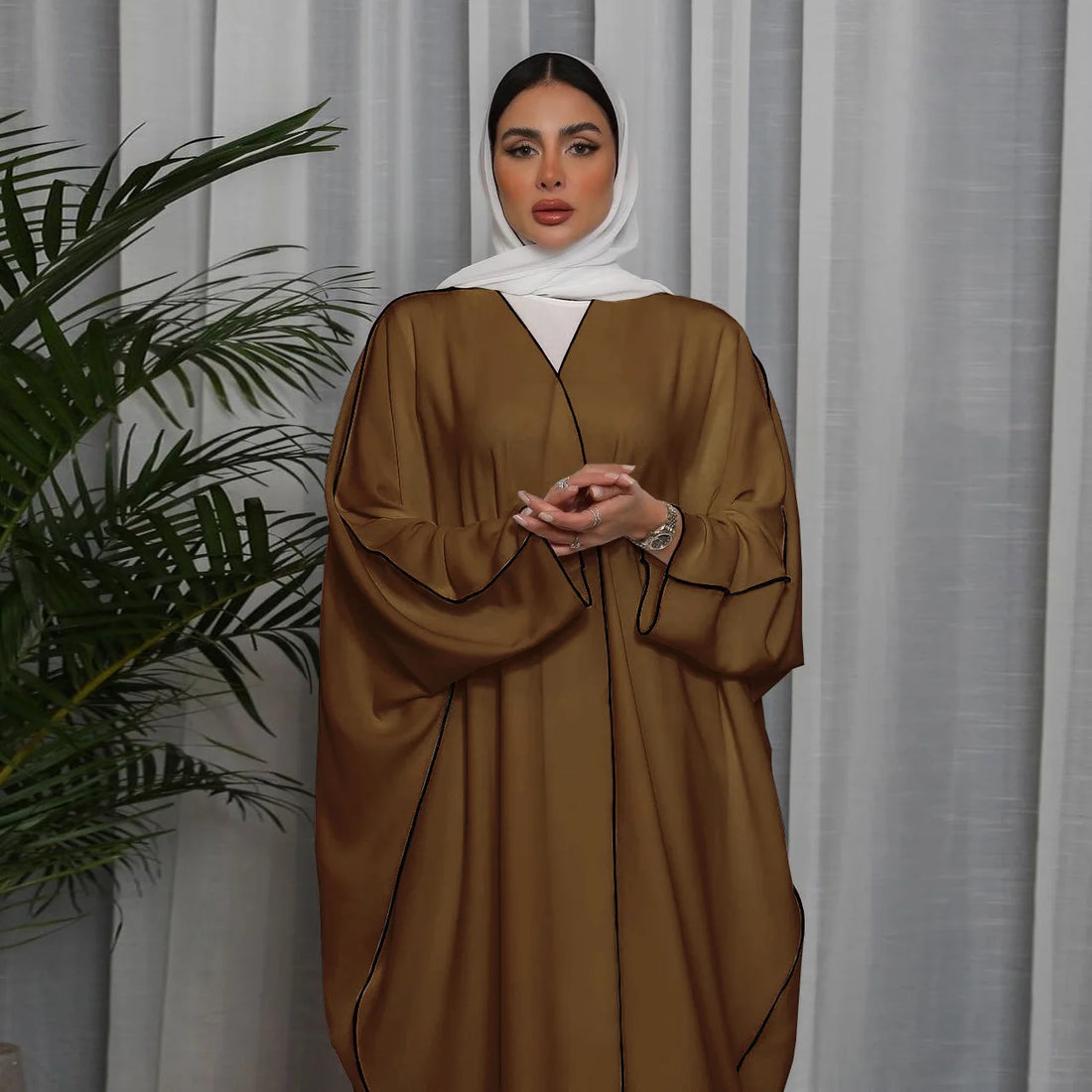 Oversized Open Abaya with Belt