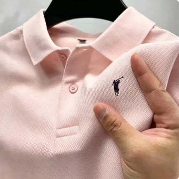 Men’s Short-Sleeve Button-Placket Polo Shirt