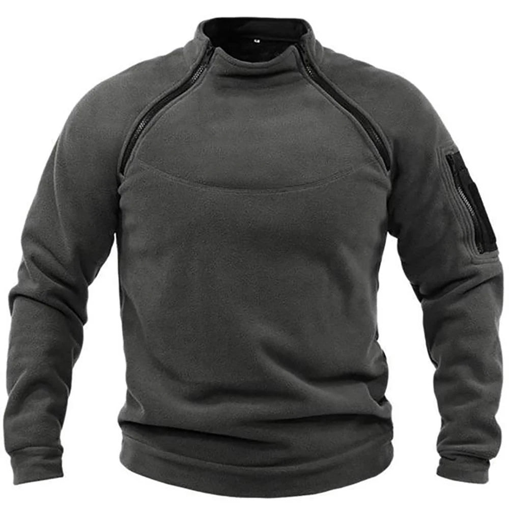 Men’s Twin-Zip Stand-Collar Pullover Sweatshirt