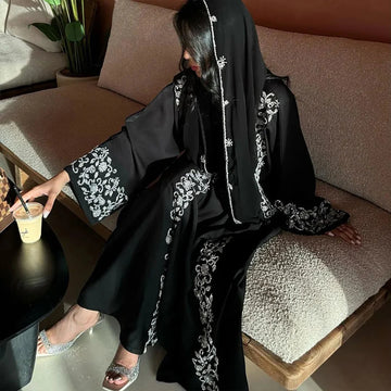 Floral Embellished Open Abaya, Sets and Separates