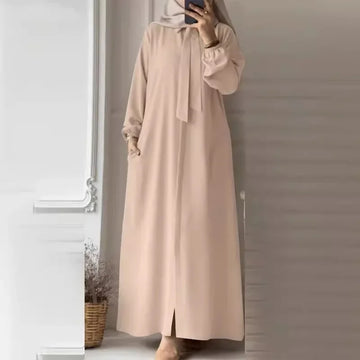 Women's Tie-Neck Long Sleeve Maxi Dress