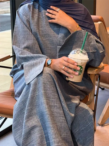 Textured Long-Sleeve Abaya