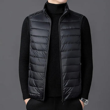 Men’s Quilted Zip-Up Gilet with Stand Collar