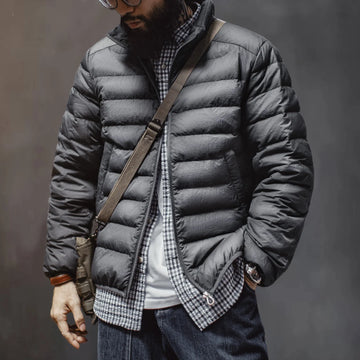 Men’s Quilted Stand-Collar Zip-Up Puffer Jacket
