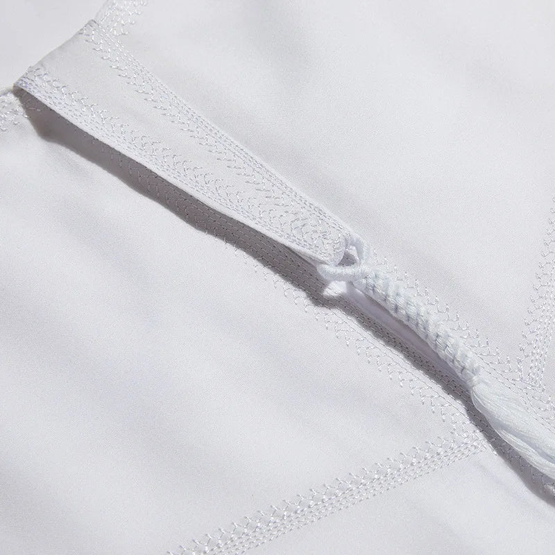 Men's White Round-Neck Long-Sleeve Thobe