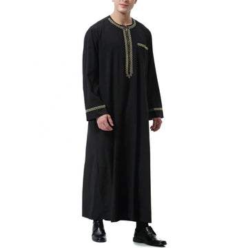 Men's Decorative-Trim Zip-Neck Thobe