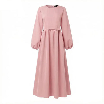 Balloon-Sleeve Maxi Dress with Side Ties
