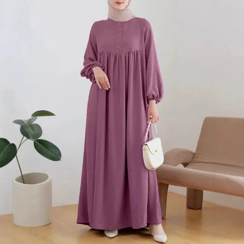 Women's Button-Detail Long Sleeve Maxi Dress