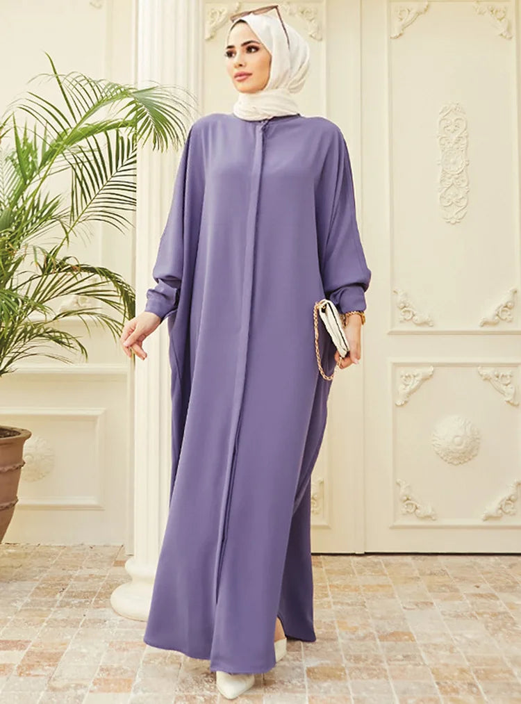 Relaxed Long-Sleeve Abaya, One Size