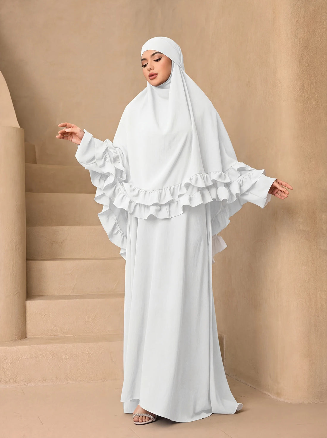 Layered Ruffle Khimar Prayer Outfit