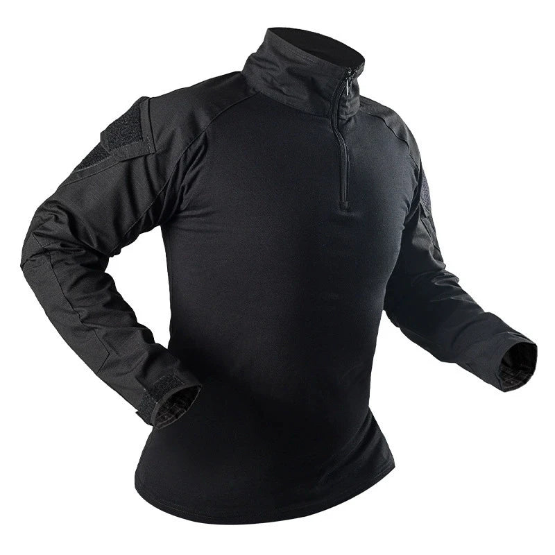 Men’s Tactical-Style Long-Sleeve Zip-Neck Shirt