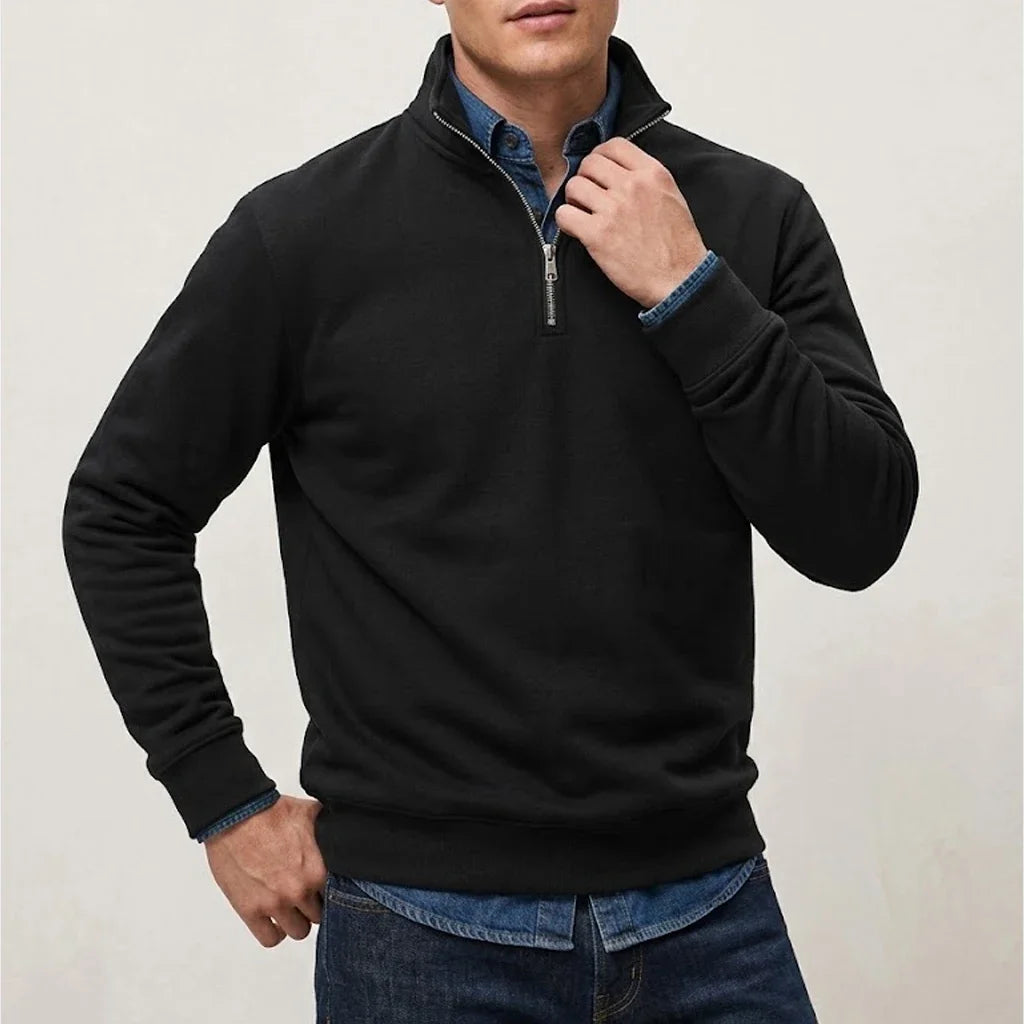 Men’s Quarter-Zip Stand-Collar Pullover