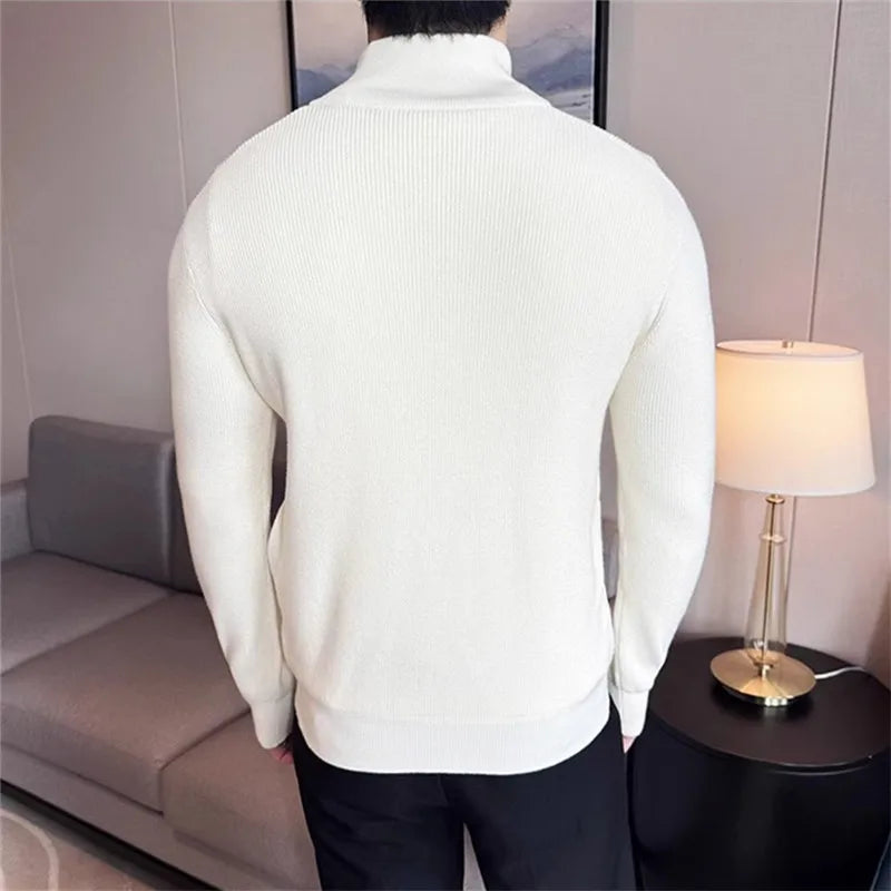 Men’s Stand-Collar Zip-Up Knitted Cardigan