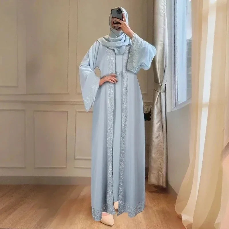 Women’s Silver-Tone Trim Abaya-Style Maxi Dress