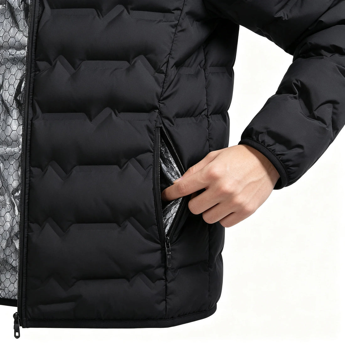 Men’s Quilted Puffer Jacket with Stand Collar