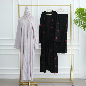 Floral Embroidered Abaya with Optional Hijab