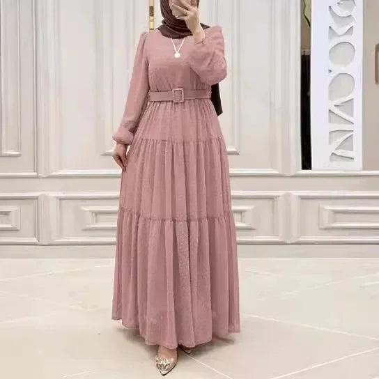 Pink Dotted Tiered Maxi Dress