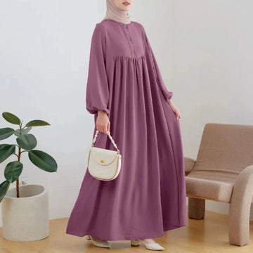Women's Button-Detail Long Sleeve Maxi Dress