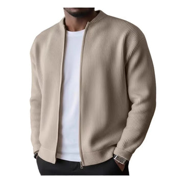 Men’s Ribbed Full-Zip Stand-Collar Jacket