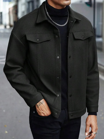 Men’s Collared Snap-Front Jacket with Chest Pockets