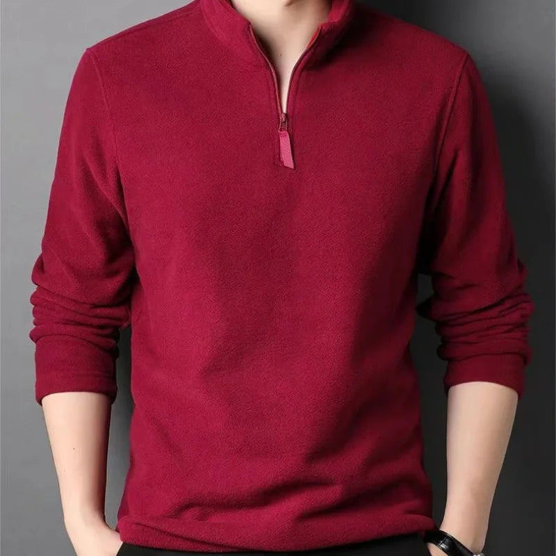 Men’s Stand-Collar Zip-Neck Fleece Pullover
