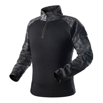 Men’s Tactical-Style Long-Sleeve Zip-Neck Shirt