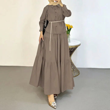 Women’s Button-Front Shirt & Tiered Maxi Skirt Set