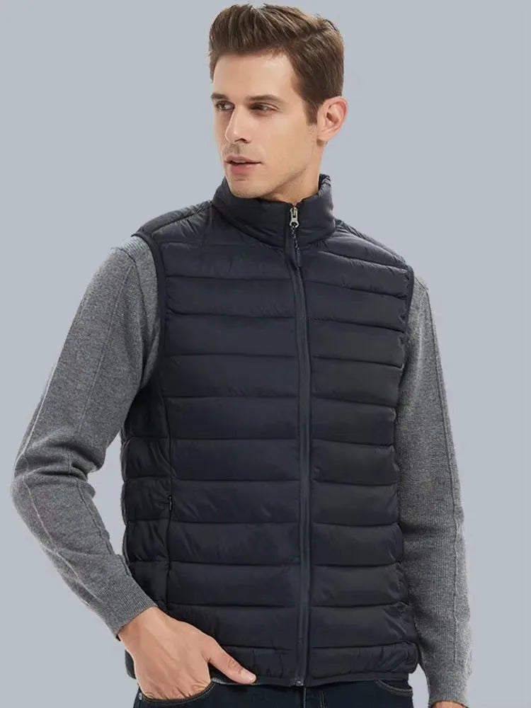 Men’s Quilted Zip-Up Gilet with Stand Collar