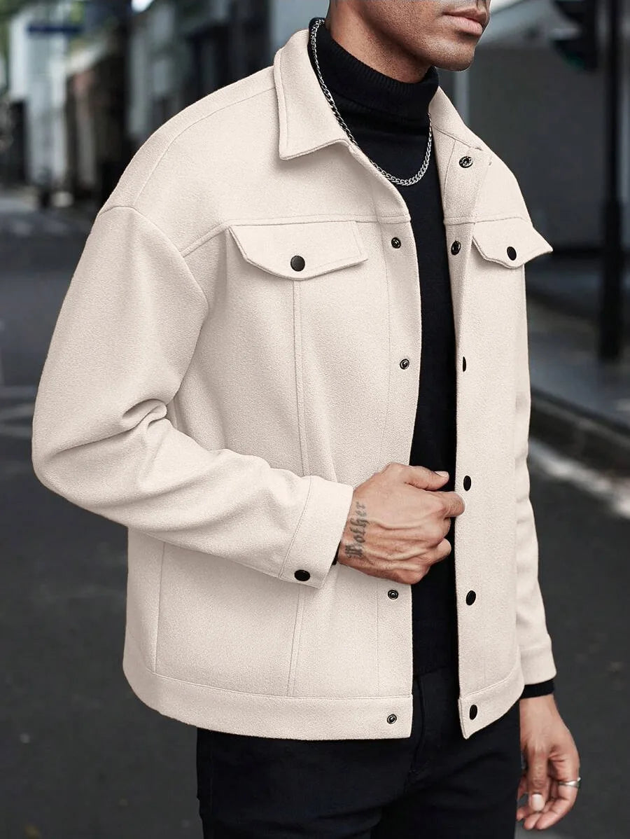 Men’s Collared Snap-Front Jacket with Chest Pockets