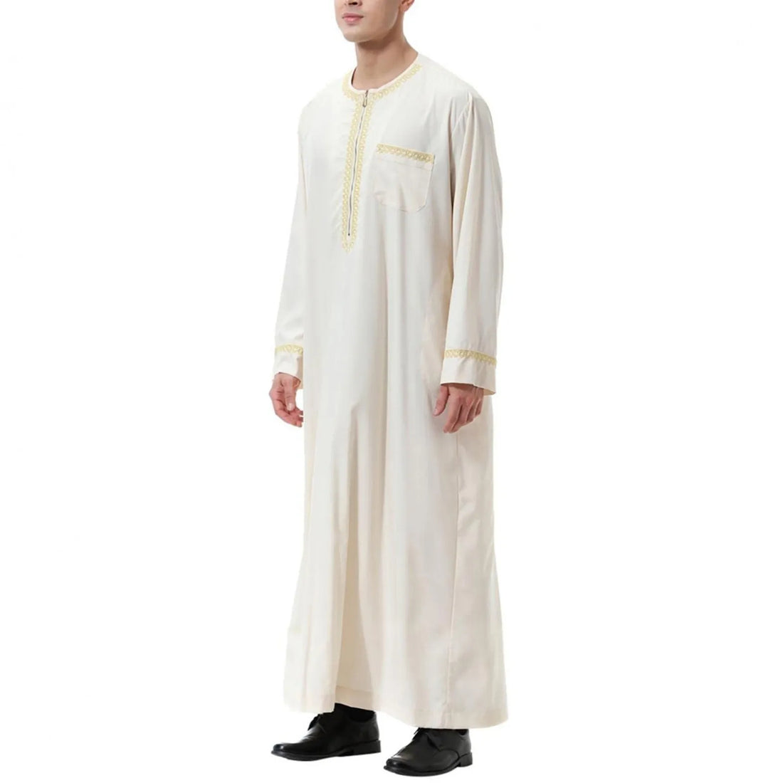 Men's Decorative-Trim Zip-Neck Thobe