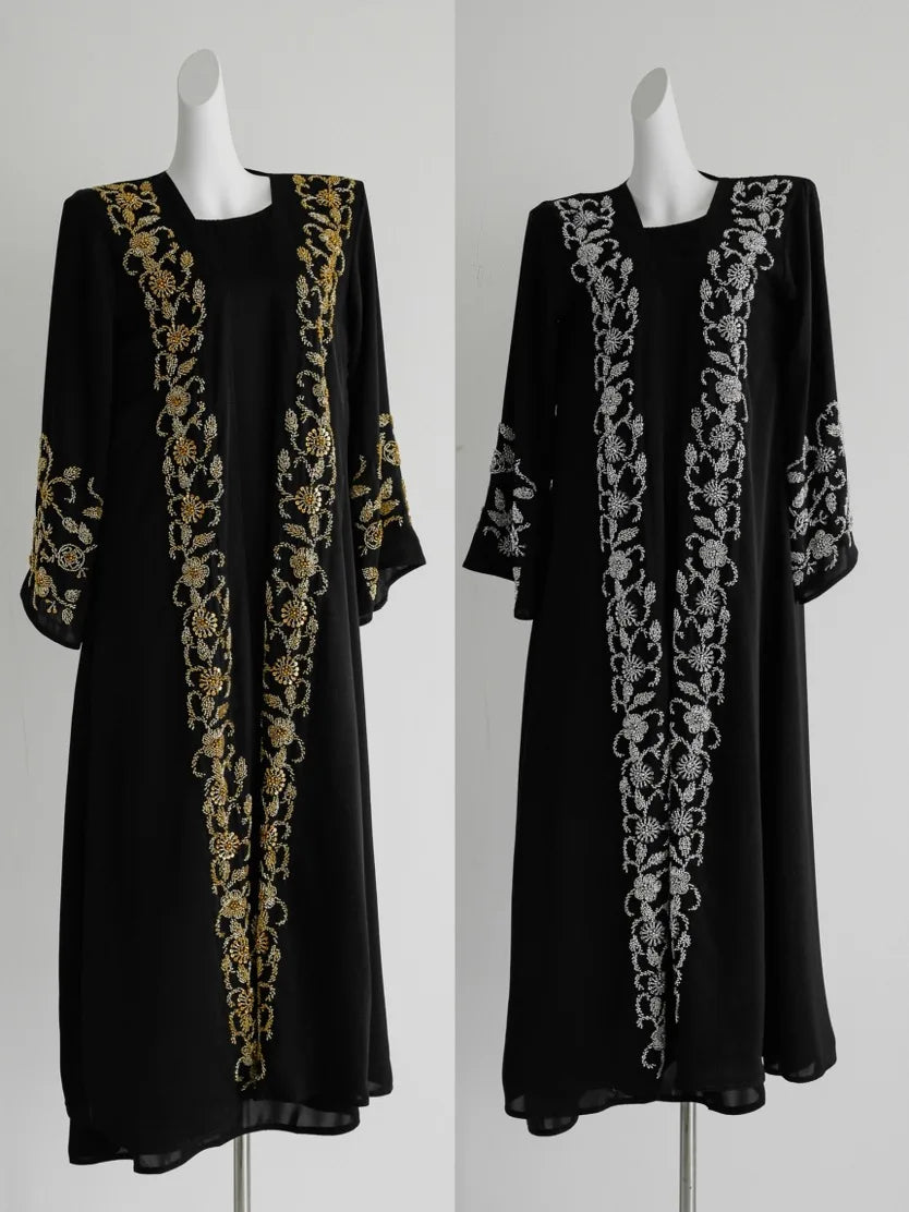 Floral Embellished Open Abaya, Sets and Separates