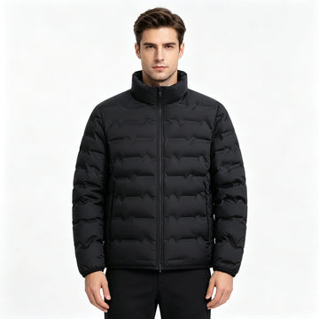 Men’s Quilted Puffer Jacket with Stand Collar