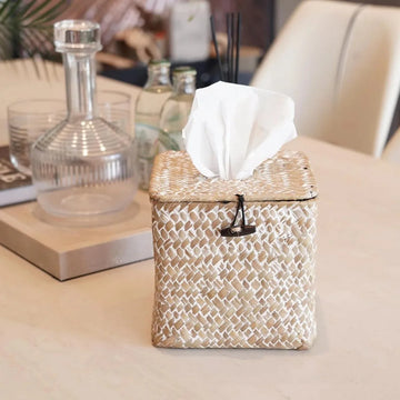 Handwoven Seagrass Tissue Box Cover