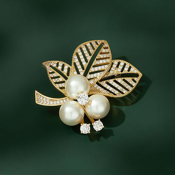 Pearl Leaf Brooch