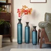 Torch-Fired Blue Metal Vase Set