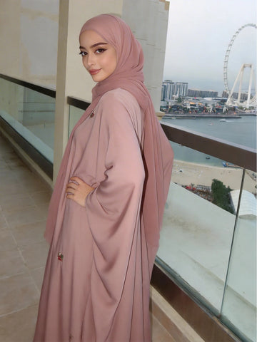 Pink Embroidered Abaya