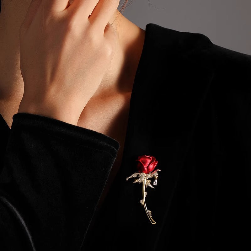 Red Rose Statement Brooch
