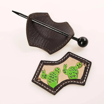 Cactus Leather Hair Barrette