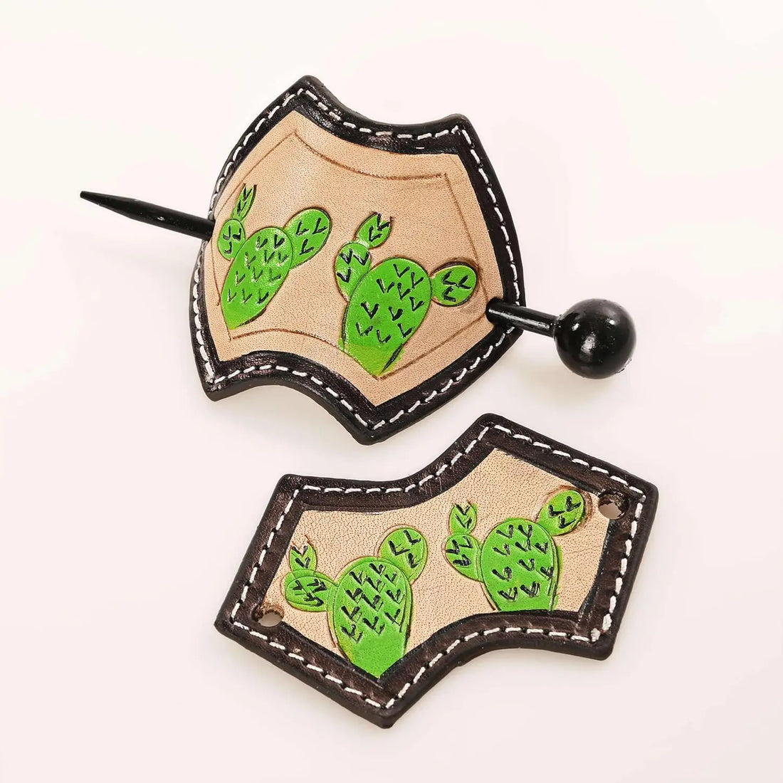 Cactus Leather Hair Barrette